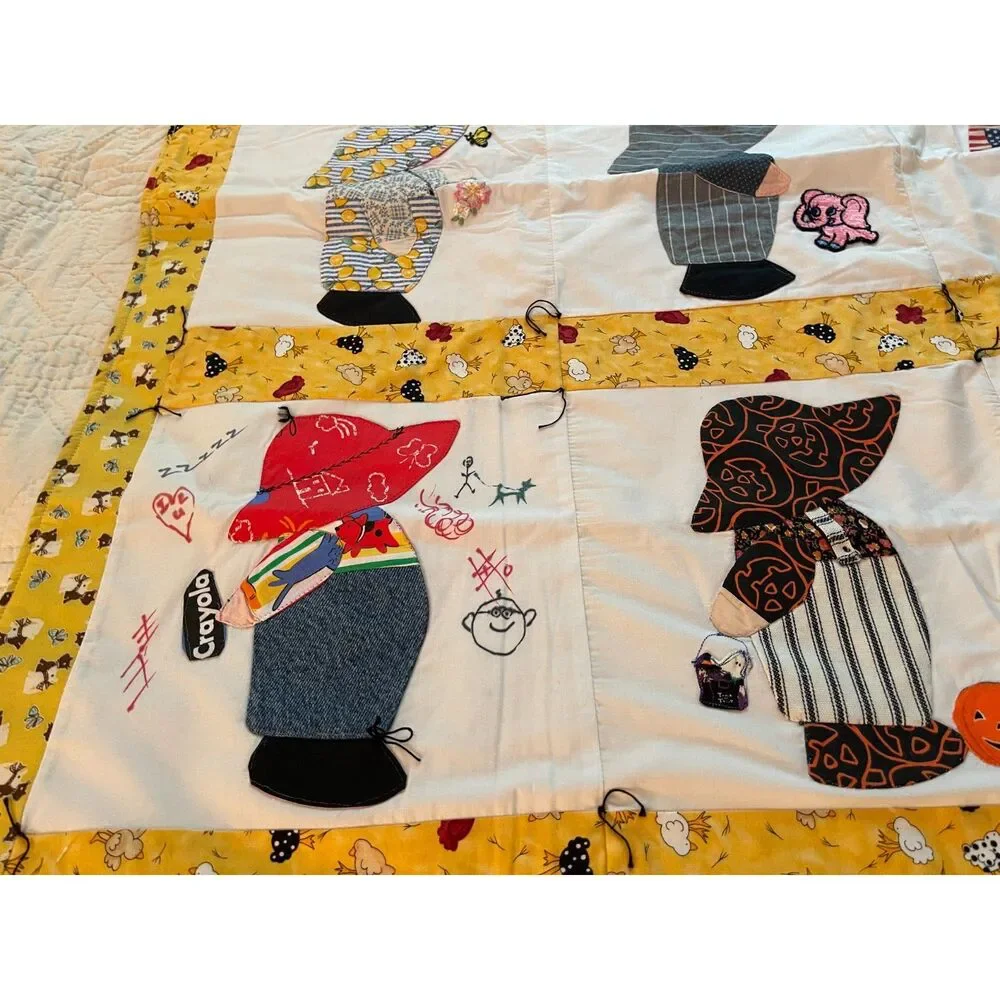 Sun Bonnet Sue Seasonal Month Calendar Nursery Wall Quilt Handmade Embroidery
